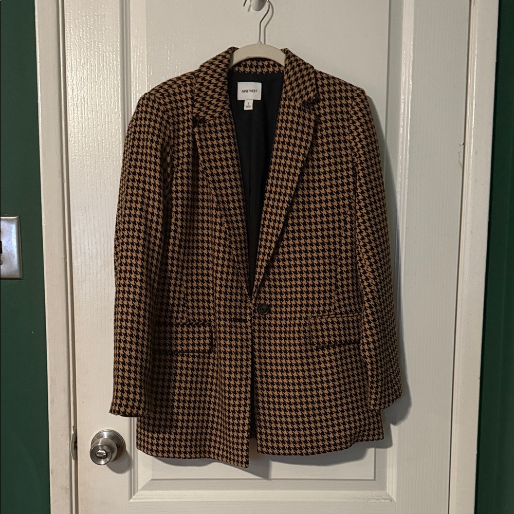 Ann Taylor Black and Brown Houndstooth Jacket